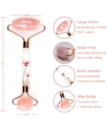 Rose Quartz Roller - Natural Face Massager for Puffiness Lymphatic Drainage & Wrinkle Rejuvenation | International Shipping Available - Buy Online on GoSupps.com