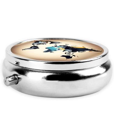 Buy FoRes Abstract World Map Print Travel Pill Organizer - Weekly Round Medicine Box - Portable & Cute - International Shipping Available - Buy Online on GoSupps.com