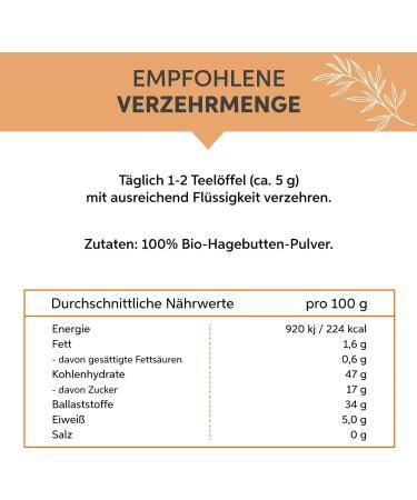  eltabia Organic Rosehip Powder 200g | Premium EU Rosehip Powder | 100% Pure No Additives (DE- KO-007) - Buy Online on GoSupps.com