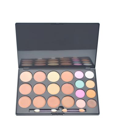 PhantomSky 20 Colors Cream Concealer Camouflage Makeup Highlighter Contour Palette Combination with Brush - Perfect for Professional and Daily Use