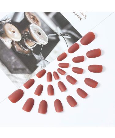 Shop Sethain Matte Oval False Nails - Orange Medium 24-Piece Press-On Nail Tips for Women & Girls - Complete Coverage - Buy Online on GoSupps.com