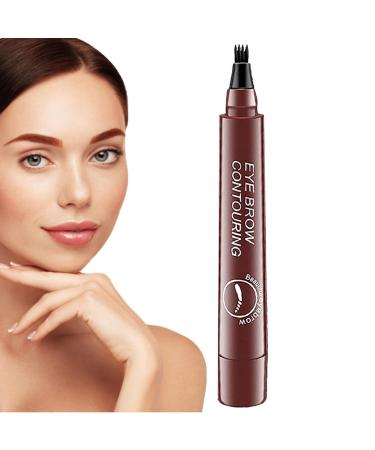Eye Brow Pencil - Four Forked Eyebrow Pencil Waterproof Eyebrow Makeup for Natural-Looking Brows Parties Daily Use Dating Pochy Red Brown
