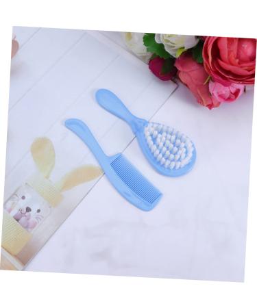 Newborn Baby Hair Brush & Comb Set - Soft Infant Scalp Massage Brushes in Blue - Size 1 - Buy Online on GoSupps.com