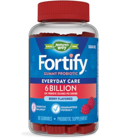 Nature's Way Fortify Probiotic Gummies, 6 Billion, Color12, Berry Flavored, 60 Count