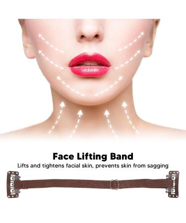 4PCS Face Lifting Band with Hairclip | Elastic Facial Lift Belt & Eye Wrinkle Removal Kit - Brown - Buy Online on GoSupps.com