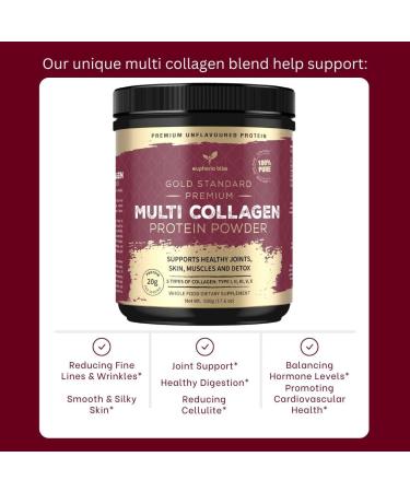 500G Multi Collagen Protein Powder | Unflavoured | Grass Fed Bovine, Wild Caught Fish, Free-Range Chicken & Eggshell Collagen | Types I II III V & X | Halal Certified - Buy Online on GoSupps.com
