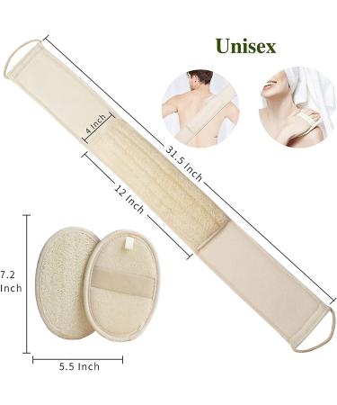 Natural Loofah Back Scrubber Set - Exfoliating Pads & Body Sponge for Deep Clean Skin Care - Buy Online on GoSupps.com
