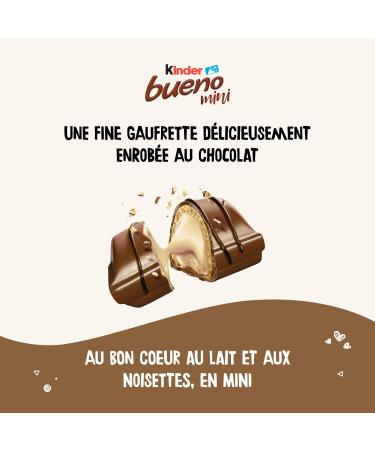 Kinder Bueno Mini - Thin Wafers Coated with Milk Chocolate and Hazelnut Filling - Fondant and Crispy Snack - Box of 180 Pieces - Buy Online on GoSupps.com