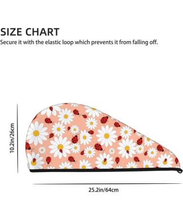 Hair Towel Wrap - Quick Drying Towel Turban with Button | Floral Daisy & Ladybug Design - Buy Online on GoSupps.com