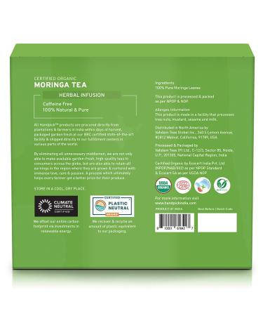 Organic Moringa Tea Bags (100 Count) | Non-GMO, Caffeine-Free & USDA Organic | Pure Moringa Leaves | Sweet & Light Herbal Tea - Buy Online on GoSupps.com