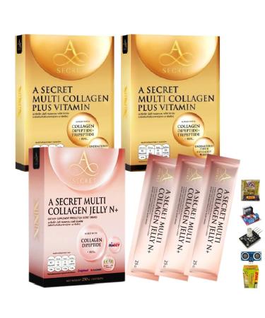 Japan Innovative Nourish Smooth Soft 2+1 Skin Set A Secret Multi Collagen & Collagen Jelly N+ 10 Sachets/Box (250g) By Beautygoodshop Get Free For You Beauty Gifts