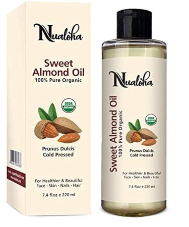 Organic Sweet Almond Oil 220 ML USDA Organic Pure Cold Pressed Almond Carrier Oil For Skin Hair Face Essential Oils