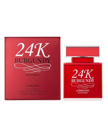 24K PRO Burgundy/Nude Rose Eau de Parfum 100ml Long-lasting Fragrance for Women (red)