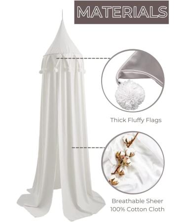 Wonder Space Minimal Pompoms Baby Crib Canopy - Nursery Room Dream Tent for Boys & Girls - Kids Bed Hanging Curtain Mosquito Net (White) - Buy Online on GoSupps.com