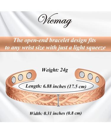 Vicmag Copper Magnetic Bracelet for Women Men | 6X Ultra Strength Magnets | Adjustable Size | 99.99% Solid Pure Copper | Rose Gold Branch Design | Gift Box Included - Buy Online on GoSupps.com