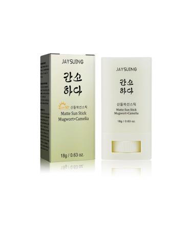 Matte Sun Stick Mugwort + Camelia Korean Sunscreen Stick for Face Moisturizer with SPF 50+ PA+++ Matte Sunscreen for Face & Body Non Greasy No White Cast (18g/0.63oz) Matte Sunscreen Stick