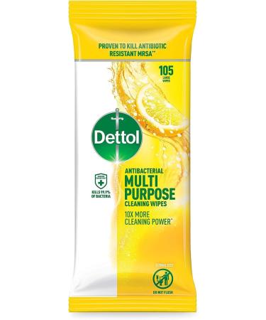 Dettol Antibacterial Multi Purpose Cleaning Wipes Citrus 105ea 105 count (Pack of 1)