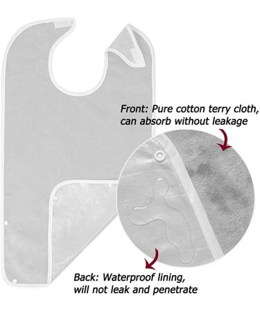 Super Absorbent Waterproof Terry Cloth Adult Bibs | Set of 4, Ideal for Men, Women, Elderly | Grey - Buy Online on GoSupps.com