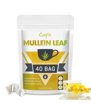 Organic Mullein Leaf Herbal Tea for Respiratory Support, Lung Cleanse & Detox and Immune Support - No Caffeine, Non-GMO - 40 Tea Bags Mullein Leaf Tea