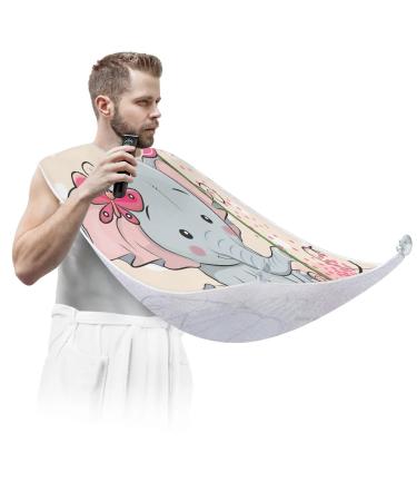Beard Bib Apron Beard Bib Hair Catcher for Men Shaving and Trimming Non-Stick Waterproof Beard Cape Grooming Cloth Elephant Butterfly Flower