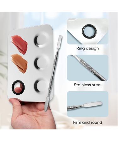 Stainless Steel Cosmetic Palette with Spatula | 3-Well Mixing Makeup Palette & Nail-Art Mixer | Professional Eyeliner Brush & Powder Puffs - Buy Online on GoSupps.com
