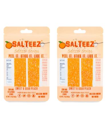 Salteez Seltzer Strips: Sweet & Sour Peach Flavor Strips That Stick to Your Bottle Can or Cup - For a Perfectly Dressed Seltzer Anytime Anywhere! (Sweet & Sour Peach 2 Pack) Sweet & Sour Peach 2 Pack