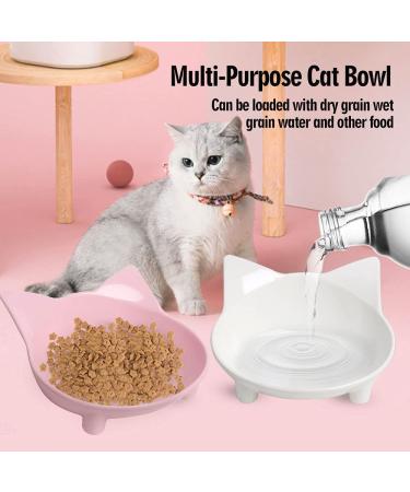 Non Slip Cat Bowl for Stress Relief - Shallow Cat Food and Water Dish - Safe Food-Grade Material - Pink+White - Buy Online on GoSupps.com