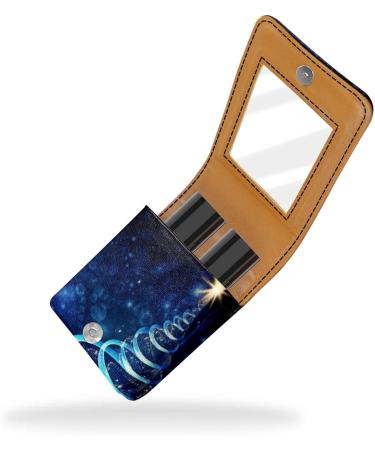 Travel Lipstick Organizer Case - Portable Makeup Bag with Mirror | Abstract Christmas Tree Design - Shop Internationally - Buy Online on GoSupps.com