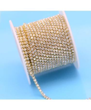 Gold Crystal Rhinestone Close Chain - 11 Yards Single Row Trimming for DIY Jewelry Crafts - Buy Online on GoSupps.com