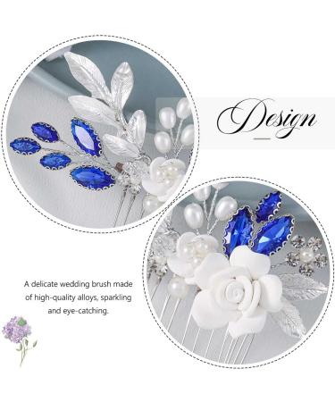 Yean Silver Bridal Hair Comb with Blue Crystal Leaf - Wedding Hair Accessories for Women and Girls - Buy Online on GoSupps.com