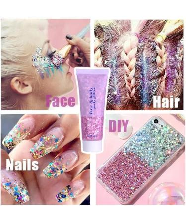  Beliky Girl Glitter body gel 50 ml shimmering liquid gel eyeshadow holographic mermaid glitter large glitter for face hair nails Christmas accessories - Buy Online on GoSupps.com