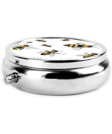Funny Bees Round Pill Box - 3 Compartment Mini Travel Organizer for Medicine Vitamins & Tablets - Buy Online on GoSupps.com