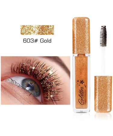 Glitter Mascara Diamond Sparkling Colorful Mascara anti-smudge sparkling colorful eye makeup tool suitable for wedding stage music festival (golden) - Buy Online on GoSupps.com