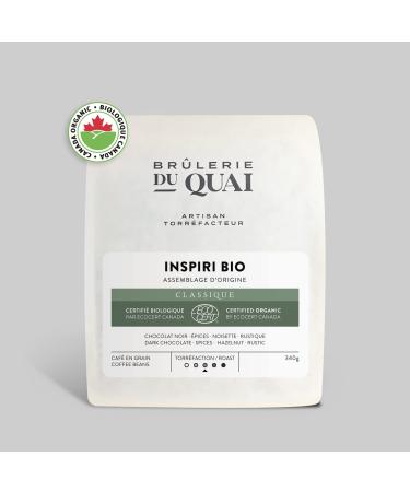 Inspiri Organic Coffee - Medium Roast - Whole Beans - 340g - Br lerie du Quai and Design Inspiri Bio - Medium Roast 340 g (Pack of 1)