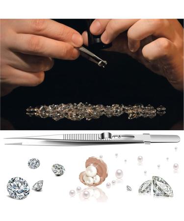 NBGGFF Tweezers Stainless Steel Precision Tweezers Adjustable Slide Lock Tweezers Anti-Static Jewelry Diamond Straight Curved Tip Pinzette Silver - Buy Online on GoSupps.com