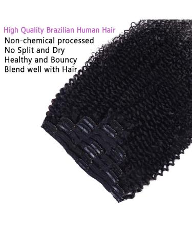 Curly Clip In Human Hair Extension 3C 4A Kinky Curly - 14 inch Brazilian Remy 8Pcs 120g/Set - Buy Online on GoSupps.com