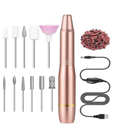 FOLAI Electric Nail Drill USB Type Sand Bands for Exfoliating Polishing Nail Removing Acrylic Nail Tools Professional Manicure Pedicure Polishing Shape Tools For Home Salon Use(Golden)