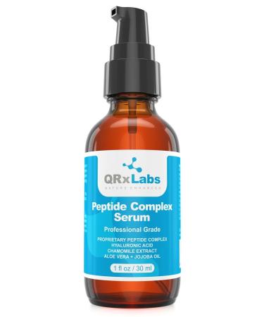 Peptide Complex Serum/Collagen Booster for the Face with Hyaluronic Acid and Chamomile Extract - Anti Aging Peptide Serum  Reduces Wrinkles  Heals and Repairs Skin - Tightening Effect - 1 fl oz
