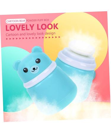 Hemoton 2pcs Bear Powder Puff Box | Travel Baby Powder Container | Talcum Powder Container | Cosmetic Powder Puff with Travel Case | Blue 10X7CM - Buy Online on GoSupps.com