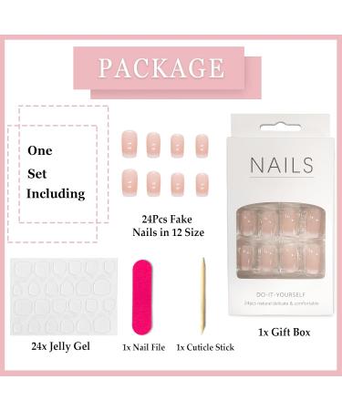 Ceboic 24Pcs Square Short Pink Gradient French Tip Press on Nails for Women - Glossy Acrylic Full Cover Stick on Nails - Removable with Glue Stickers - Buy Online on GoSupps.com