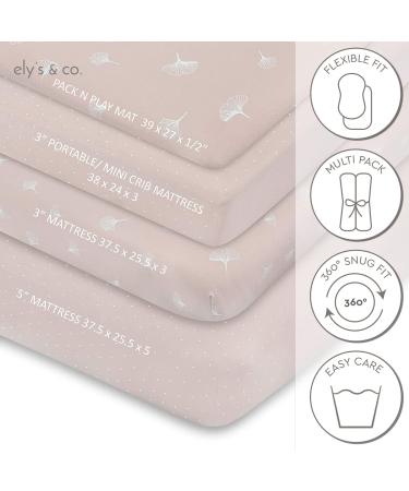 Elys & Co. Pack N PlayPlayardPortable Crib Sheet 2-Pack - Combed  100% Jersey Cotton for Baby Girl  Rosewater Pink  Pin Dots & Gingko Leaves Pink  White - Buy Online on GoSupps.com