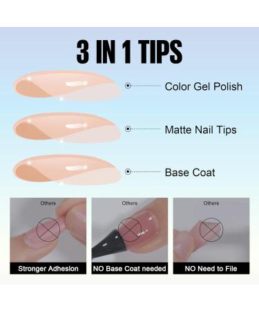 TOMICCA Extra Short Coffin Nail Tips 180PCS Soft Gel Nails Tips 3 in 1 - Nude Matte Full Coverage Nail Tips for Nail Art Extensions - Buy Online on GoSupps.com
