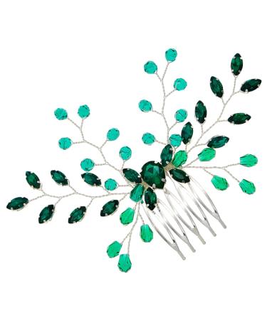 DOITOOL Formal Hair Accessories for Women Headpiece for Bride Green Rhinestone Hair Comb Hair Accessories for Wedding Hair Topper Tiara Girl Headpiece Crystal Emerald Women's