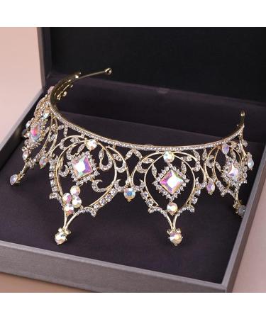 Shop Lurrose Baroque Bridal Crown | Red Gold Crystal Tiara for Weddings | Vintage Princess Headpiece - Buy Online on GoSupps.com