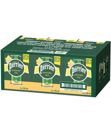 Perrier Ginger Lime Carbonated Natural Spring Water with Natural Flavour No Calories No Sweeteners No Sodium 330ml Pack of 24 Cans - Buy Online on GoSupps.com
