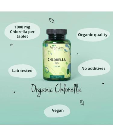 Organic Chlorella Tablets 1000mg | Broken Cell Wall | 180 Vegan Tablets | Lab-Tested | No Additives | Vegavero - Buy Online on GoSupps.com