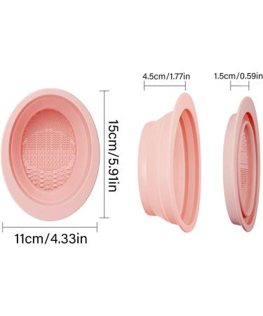Brush Cleaning Mat | Foldable Cosmetic Brushes Scrubber Bowl Portable Cleansing Mats Washing Tool for Women's Brushes Sponge and Pink - Buy Online on GoSupps.com