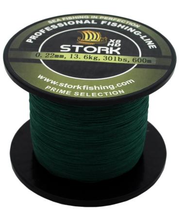 Stork HDx8 8-ply braided premium fishing line 600m moss green 50 lbs / 22.7 kg / 0.33 mm