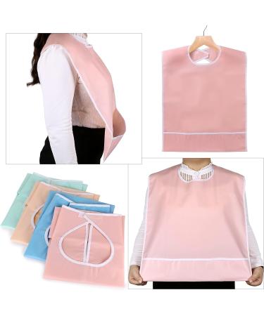 BTSKY 4 Pcs Waterproof Reusable Adult Bibs - Mealtime Protector Bib Set with Crumb Catcher in Pink, Beige, Blue, and Green - Buy Online on GoSupps.com