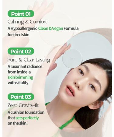 Holika Holika Reliefit CICA Clear Cushion 01 Pure Vanilla 14g - Vegan Cushion Foundation - 1Set + 1 Refill - Buy Online on GoSupps.com